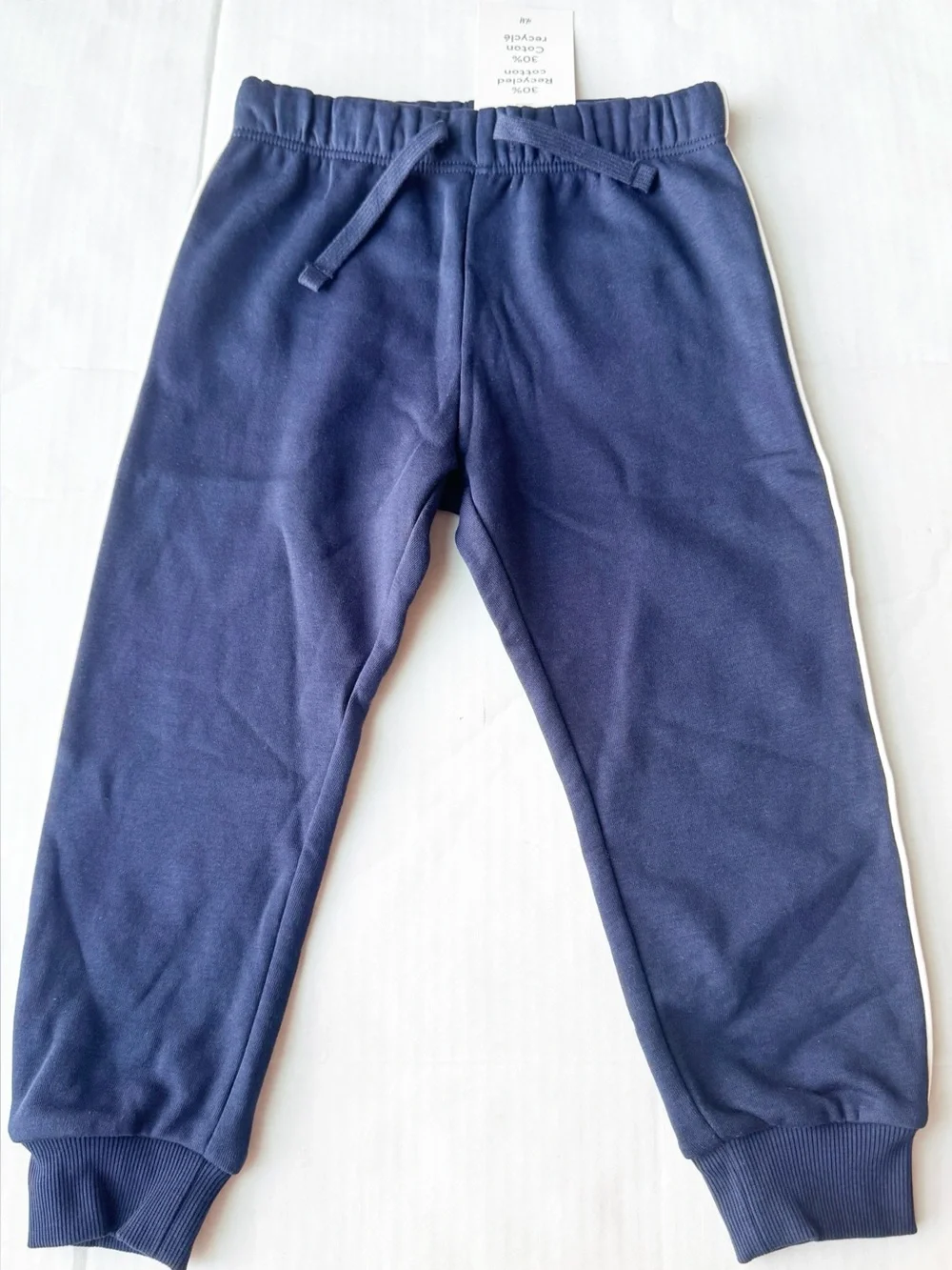 Organic Cotton Sweatpants / Joggers In Navy blue with White Side Stripe  NWT